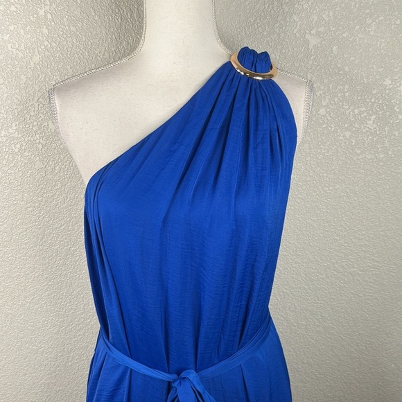 Lulus Goddess Aura Cobalt Blue Satin One-Shoulder Maxi Dress Size XXL New! - Picture 7 of 13